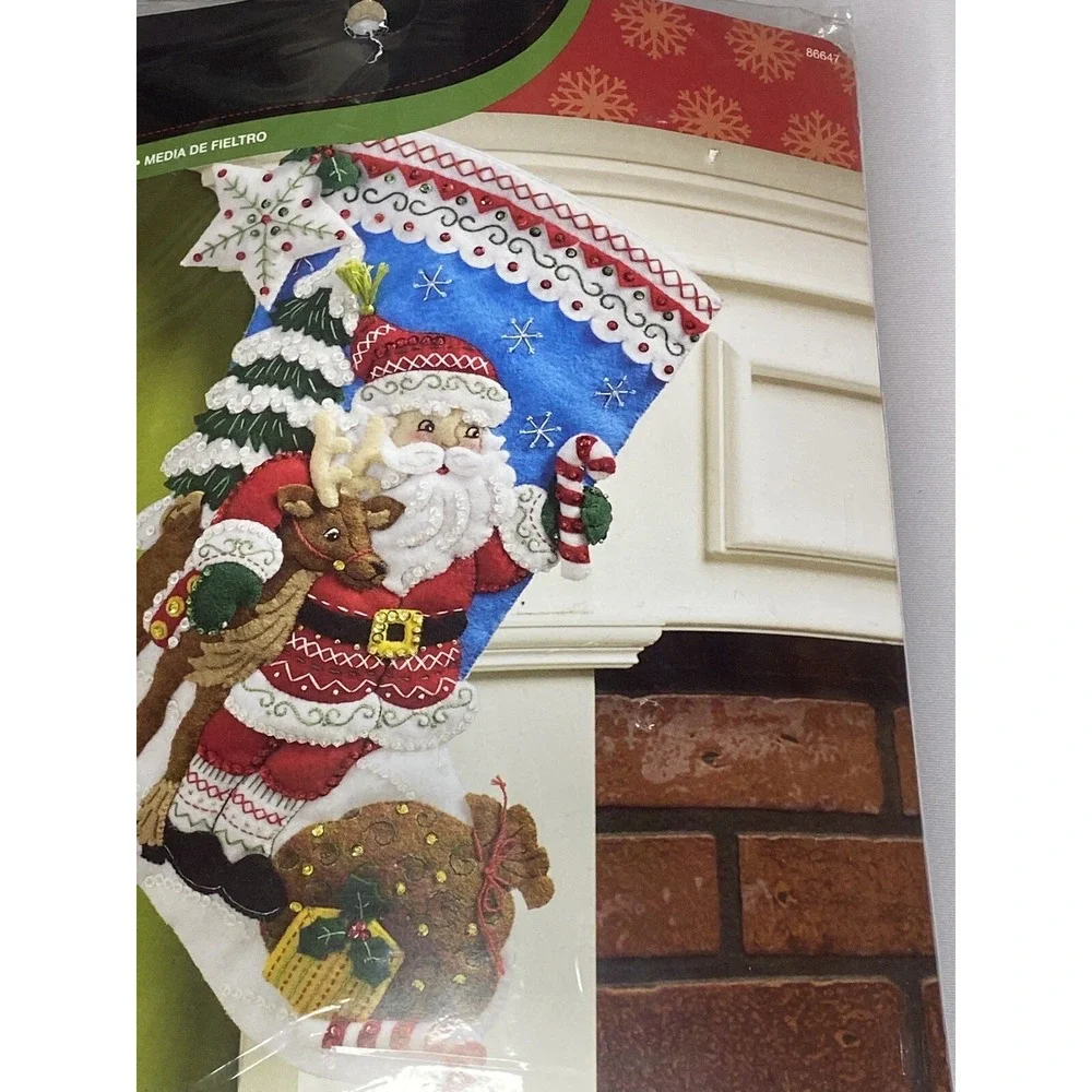 Bucilla Nordic Santa Reindeer Felt Christmas Stocking Stitchery Kit, 86647 18 in